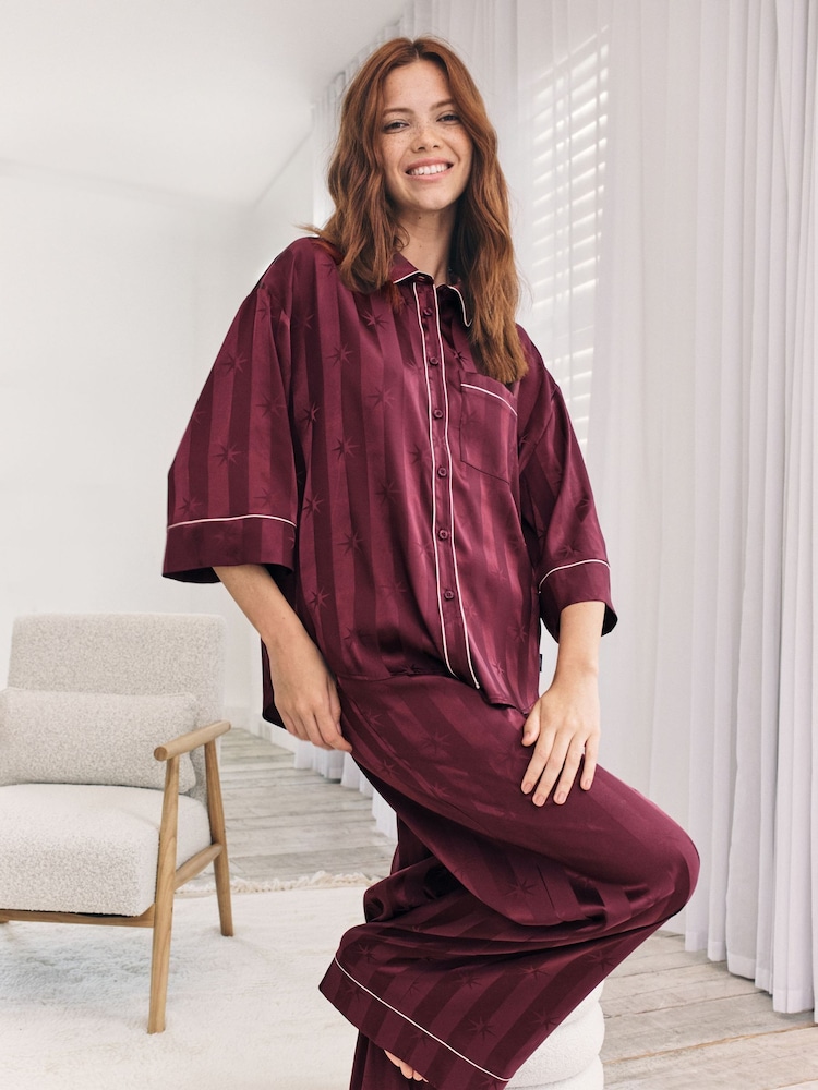 Chelsea Peers Satin Star Stripes Jacquard Long Pyjamas Set - Bild 2 von 7