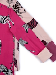 Chelsea Peers Pink Kids Two Pack Zebra Print Long Pyjamas Set - Image 3 of 4