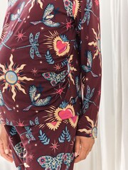 Chelsea Peers Red Maternity Enchanted Glade Print Long Pyjamas Set - Image 5 of 6