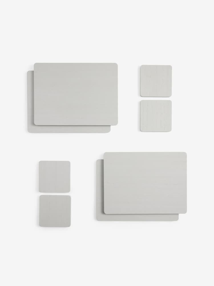Set of 4 Grey Wooden Placemats and Coasters - Image 1 of 1