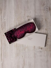 Chelsea Peers Pink Satin Embroidered Good Night Sleep Mask & Scrunchie Set - Image 1 of 5