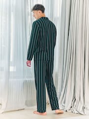 Chelsea Peers Blue Stripe Button Up Long Pyjamas Set - Image 2 of 6