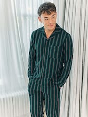 Chelsea Peers Blue Stripe Button Up Long Pyjamas Set - Image 3 of 6