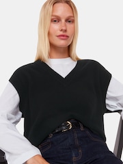 Whistles Black Cashmere V-Neck Tank - Image 1 of 5