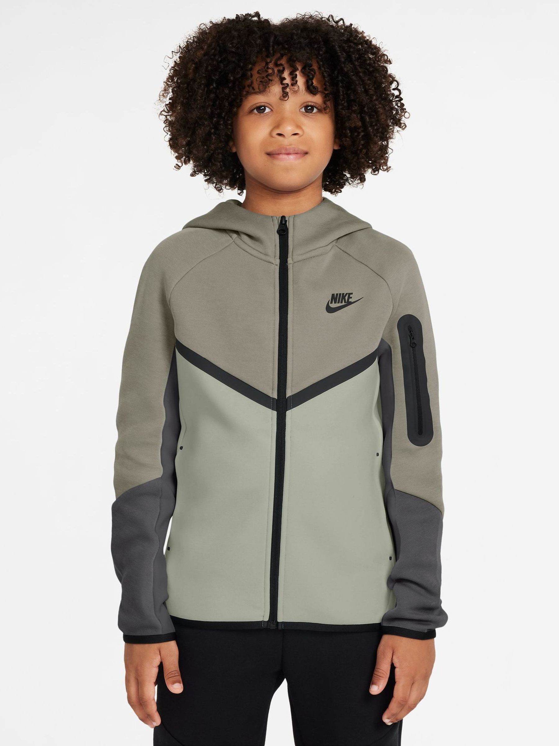 nike tech fleece grey green