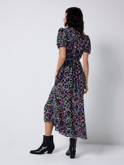 SCAMP & DUDE Grey Flute Sleeve Midi Tea Dress with Leopard & Lightning Bolt - Image 4 of 5