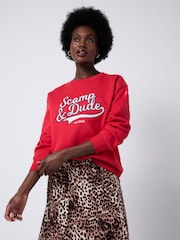 SCAMP & DUDE Red Oversized Varsity Sweatshirt - Image 3 of 5