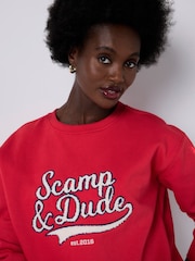 SCAMP & DUDE Red Oversized Varsity Sweatshirt - Image 4 of 5