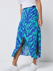 SCAMP & DUDE Blue Button Through Skirt Candy Zebra - Image 1 of 6