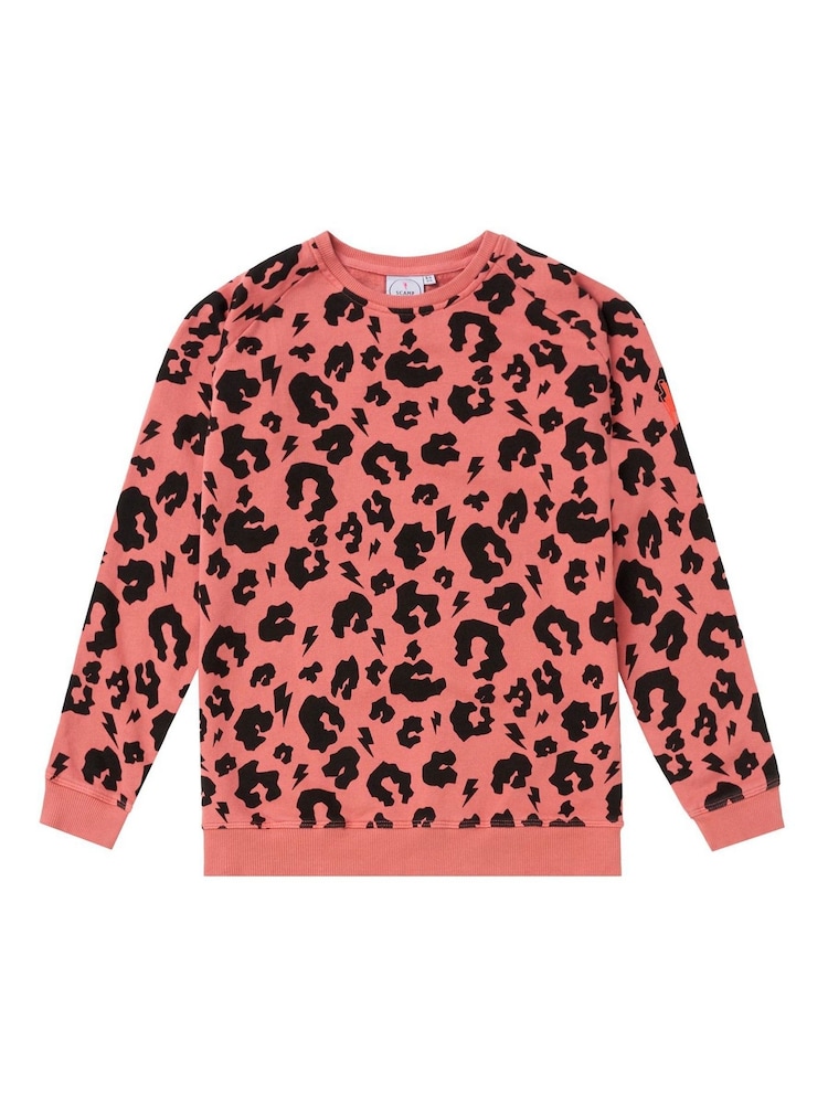 SCAMP & DUDE Orange Kids Classic Sweatshirt Leopard & Lightning Bolt - Image 1 of 1 SCAMP & DUDE Orange Kids Classic Sweatshirt Leopard & Lightning Bolt - Image 1 of 1