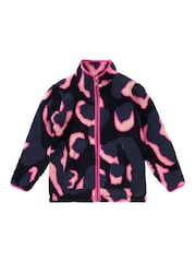 SCAMP & DUDE Blue Kids Funnel Neck Button Through Fleece Jacket Mega Shadow Leopard & Lightning Bolt - Image 1 of 1
