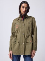 SCAMP & DUDE Brown Jacket Smiley Star & Lightning Bolt Face Logo - Image 1 of 4