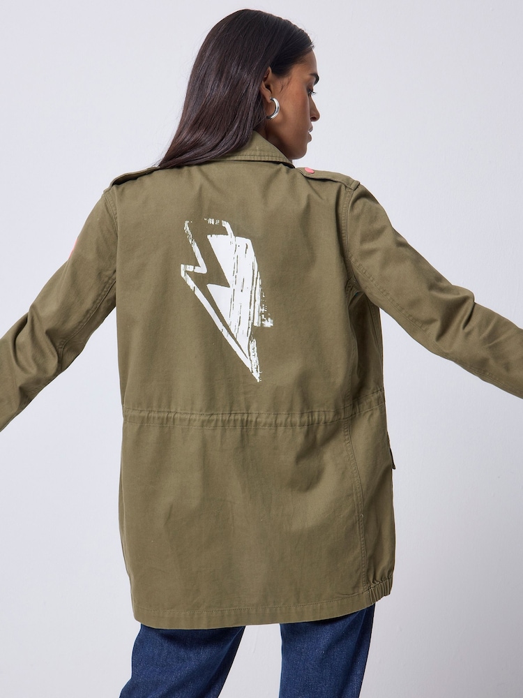 SCAMP & DUDE Brown Jacket Smiley Star & Lightning Bolt Face Logo - Image 4 of 4 SCAMP & DUDE Brown Jacket Smiley Star & Lightning Bolt Face Logo - Image 4 of 4