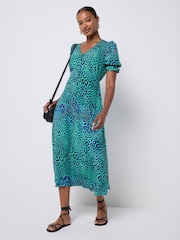 SCAMP & DUDE Flute Sleeve Midi Tea Dress - Imagem 1 de 5