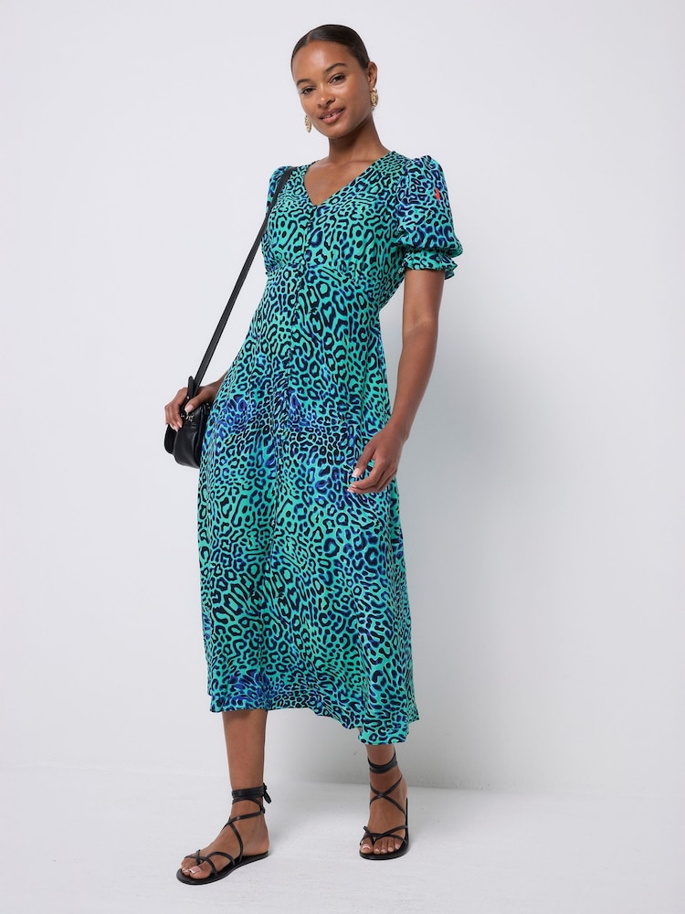 SCAMP & DUDE Flute Sleeve Midi Tea Dress - Imagem 1 de 5