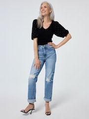 SCAMP & DUDE V Neck Puff Sleeve T-shirt Studded - Bild 2 von 5