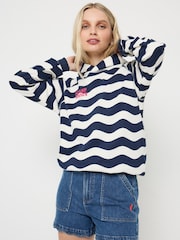 SCAMP & DUDE Blue Wave Stripe Hoodie - Image 1 of 5