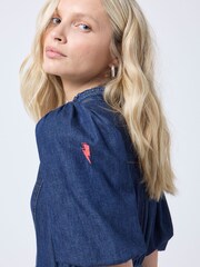SCAMP & DUDE Blue Denim Zip Front Short Tiered Dress - Image 5 of 5