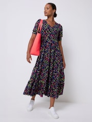SCAMP & DUDE Grey V-Neck Tiered Maxi Dress Shadow Leopard - Image 2 of 5