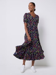 SCAMP & DUDE Grey V-Neck Tiered Maxi Dress Shadow Leopard - Image 3 of 5