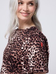 SCAMP & DUDE Natural Puff Sleeve T-Shirt Wild Leopard - Image 4 of 5