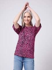SCAMP & DUDE Puff Sleeve T-Shirt Wild Leopard and Lightning Bolt - Imagem 1 de 5