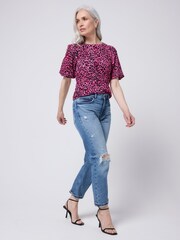 SCAMP & DUDE Puff Sleeve T-Shirt Wild Leopard and Lightning Bolt - Imagem 2 de 5