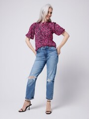 SCAMP & DUDE Puff Sleeve T-Shirt Wild Leopard and Lightning Bolt - Imagem 3 de 5