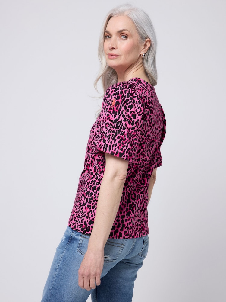 SCAMP & DUDE Puff Sleeve T-Shirt Wild Leopard and Lightning Bolt - Imagem 5 de 5