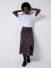 SCAMP & DUDE Grey Split Front Skirt with Leopard & Lightning Bolt - Image 1 of 5