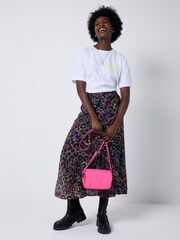SCAMP & DUDE Grey Split Front Skirt with Leopard & Lightning Bolt - Image 3 of 5
