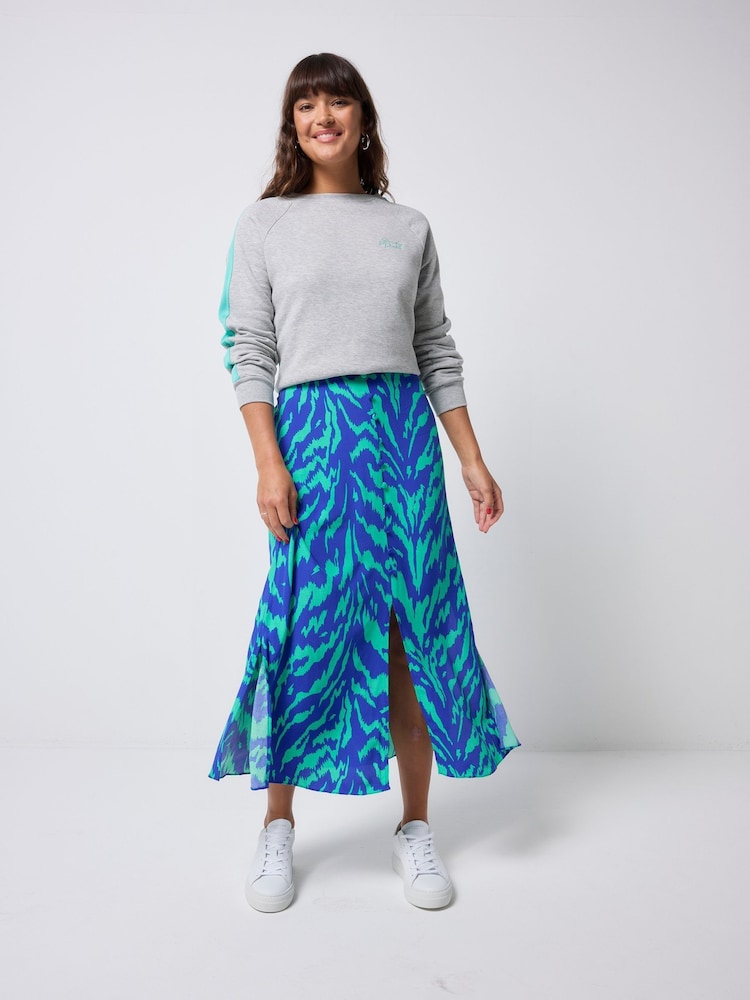 SCAMP & DUDE Blue Split Front Skirt Candy Zebra - Image 1 of 5