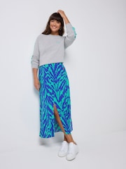 SCAMP & DUDE Blue Split Front Skirt Candy Zebra - Image 2 of 5