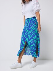 SCAMP & DUDE Blue Split Front Skirt Candy Zebra - Image 4 of 5