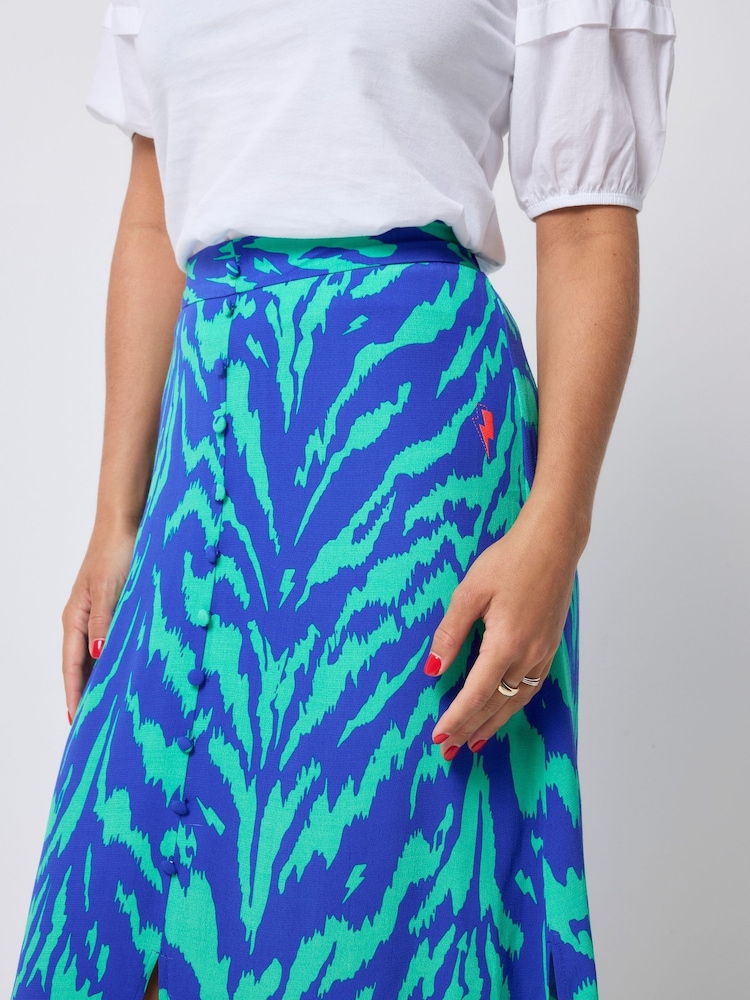 SCAMP & DUDE Blue Split Front Skirt Candy Zebra - Image 5 of 5