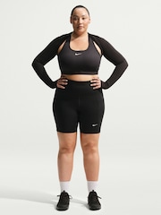 Nike Black Curve One High-Waisted 8" Biker Shorts with Pockets - Image 1 of 6