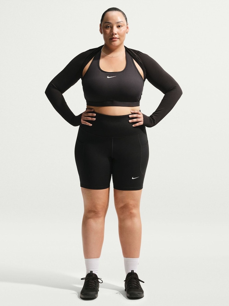 Nike Black Curve One High-Waisted 8" Biker Shorts with Pockets - Image 1 of 6
