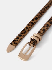 Mint Velvet Brown Leopard Textured Leather Belt - Image 4 of 6