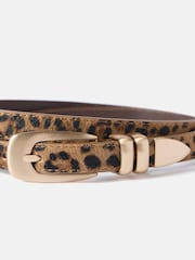 Mint Velvet Brown Leopard Textured Leather Belt - Image 5 of 6