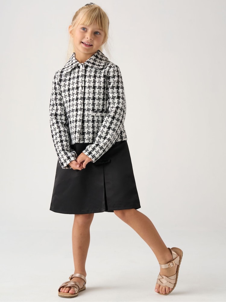 Miss Tweed Black Jacket Scrunchie and Satin Dress Set - Image 1 of 6 Miss Tweed Black Jacket Scrunchie and Satin Dress Set - Image 1 of 6