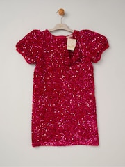 Miss Red Sequin Shift Dress and Matching Scrunchie Outfit Set - Slika 1 iz 3