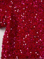 Miss Red Sequin Shift Dress and Matching Scrunchie Outfit Set - Slika 3 iz 3