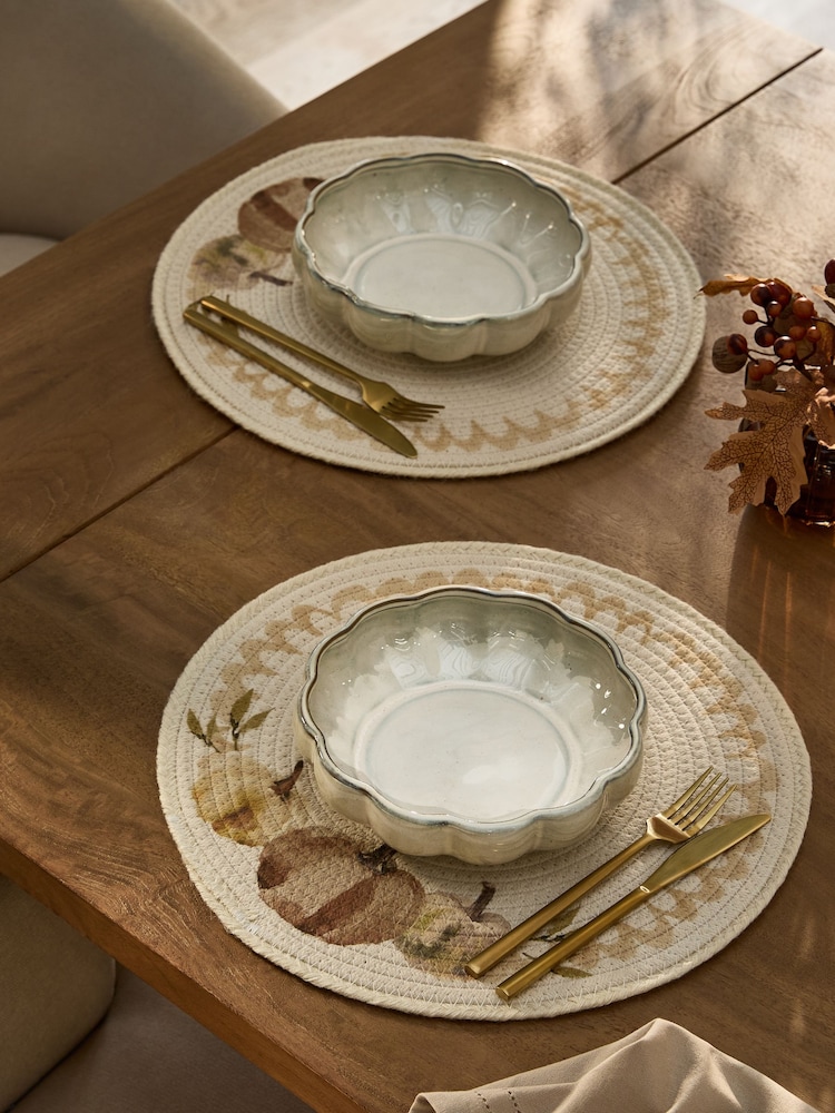Set of 2 Autumnal Pumpkin Pasta Bowls - Immagine 2 di 4 Set of 2 Autumnal Pumpkin Pasta Bowls - Immagine 2 di 4