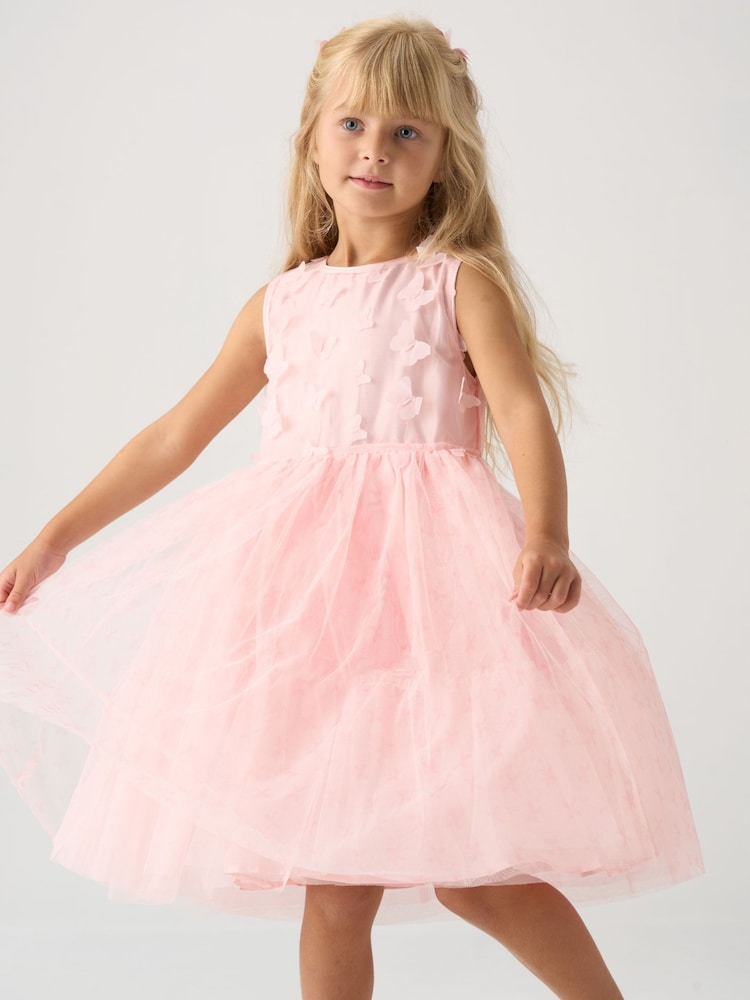 Miss Pink Jacket and Tulle Appliqué Butterfly Dress Set - Image 2 of 6 Miss Pink Jacket and Tulle Appliqué Butterfly Dress Set - Image 2 of 6