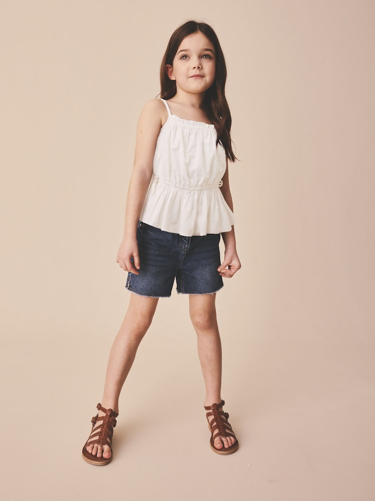 White Strappy Peplum Blouse (3-16yrs) - Image 2 of 7 White Strappy Peplum Blouse (3-16yrs) - Image 2 of 7