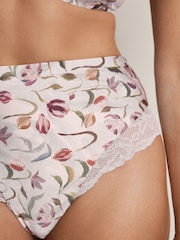 Bleu tulipe/bleu marine/rose - Lot de 3 culottes taille haute en microfibre et dentelle - Image 2 de 10