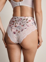 Bleu tulipe/bleu marine/rose - Lot de 3 culottes taille haute en microfibre et dentelle - Image 3 de 10