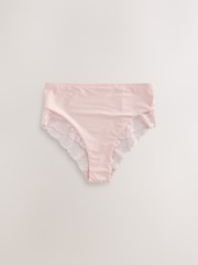 Bleu tulipe/bleu marine/rose - Lot de 3 culottes taille haute en microfibre et dentelle - Image 7 de 10