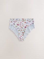 Bleu tulipe/bleu marine/rose - Lot de 3 culottes taille haute en microfibre et dentelle - Image 8 de 10