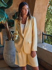 Yellow Crinkle Fabric Single Breasted Blazer - Image 1 of 7